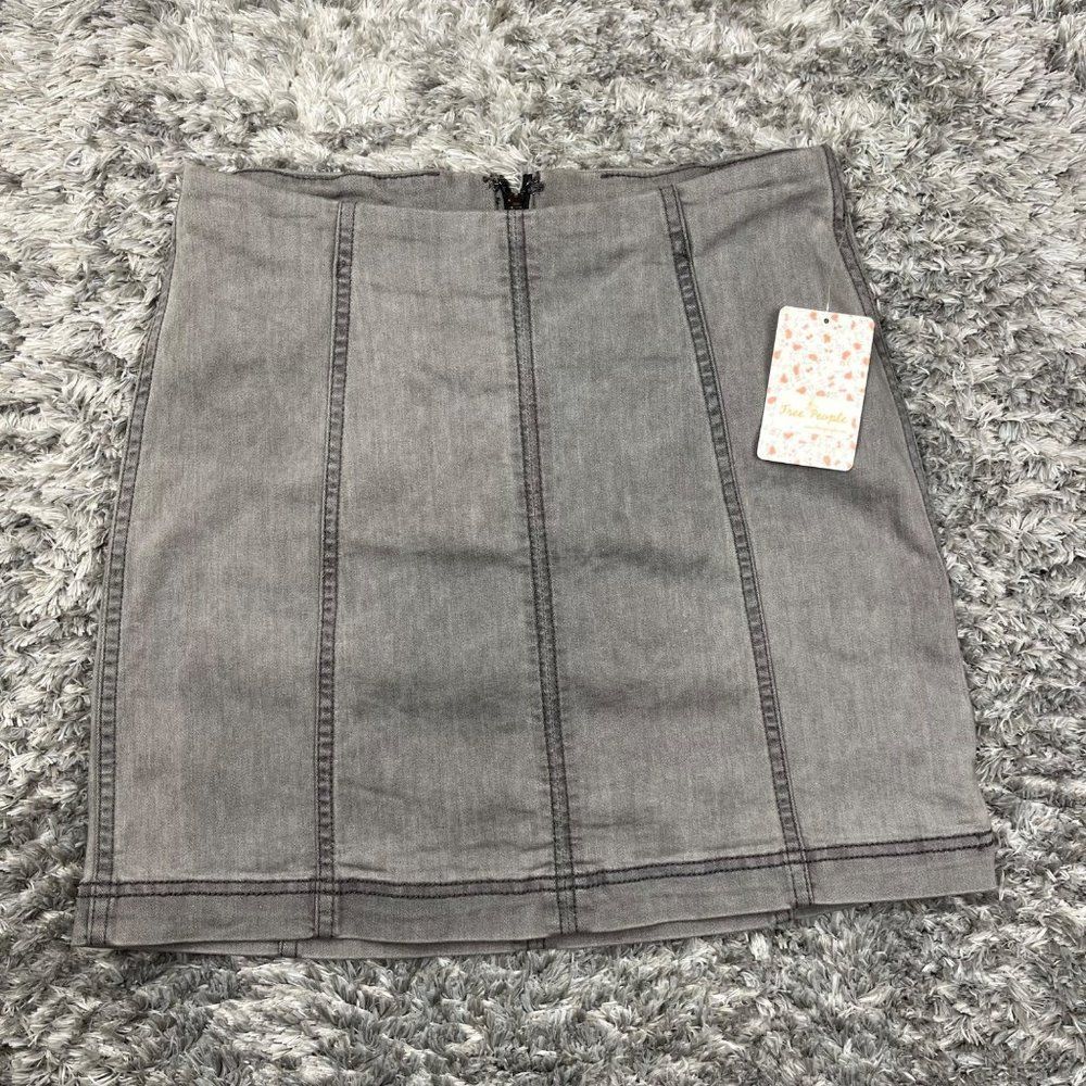 Free People Skirt Woman 8 Gray Modern Novelty Mini Skirt Denim Preppy